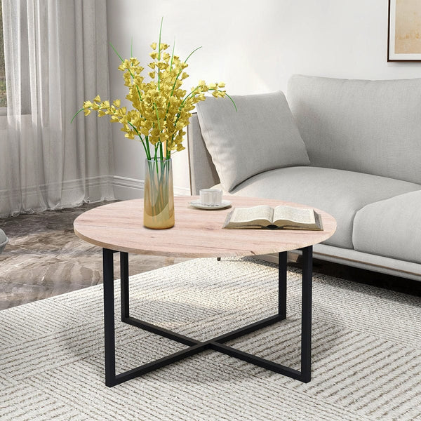 Table basse ronde bois et metal