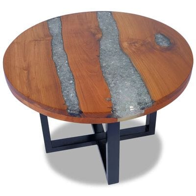 Table basse ronde métal et bois