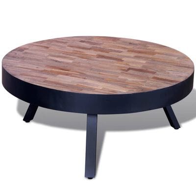 Table basse ronde noire et bois