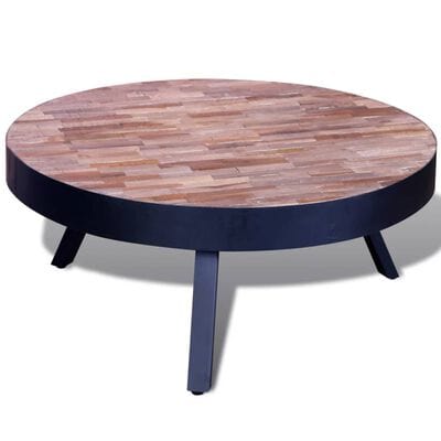 Table basse ronde noire et bois