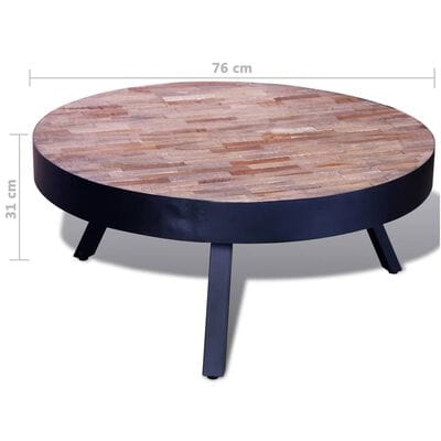 Table basse ronde noire et bois