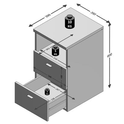 Table de chevet avec 2 tiroirs