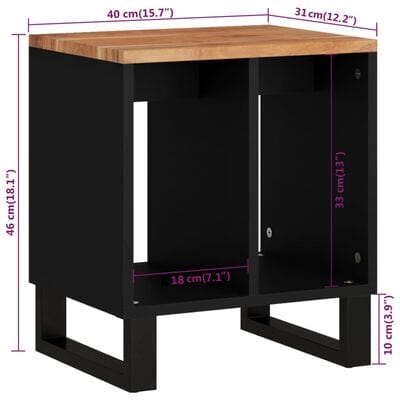 Table de chevet bois noir acacia