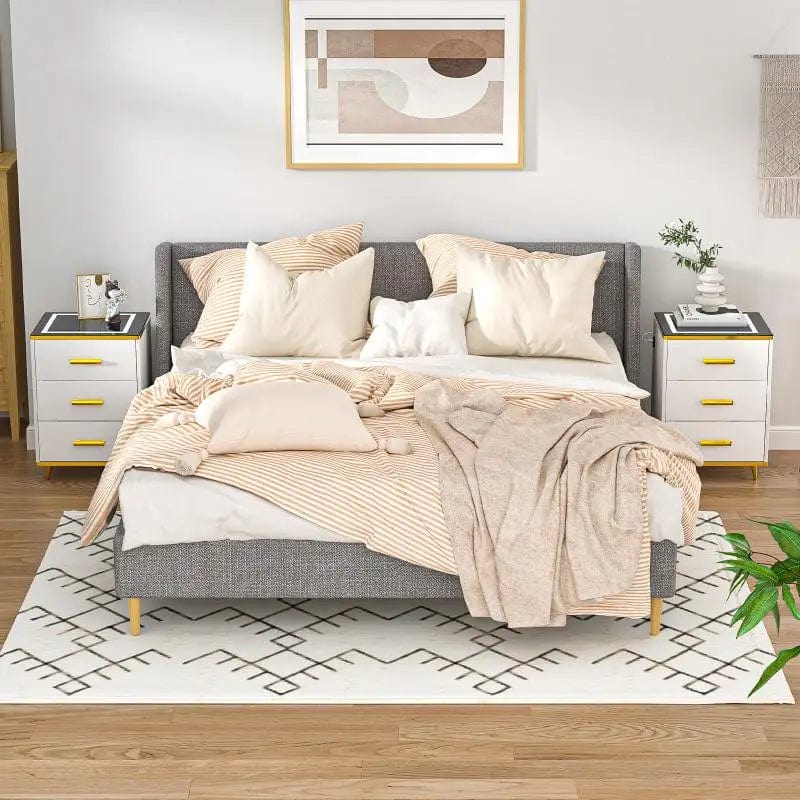 Figbird Table De Chevet LED Avec Station De Recharge Sans Fil,Table De