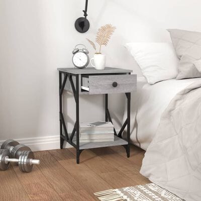 Table de chevet metal gris