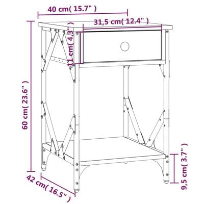 Table de chevet metal gris