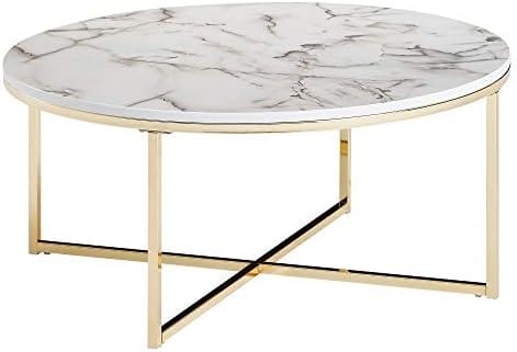 Table ronde effet marbre