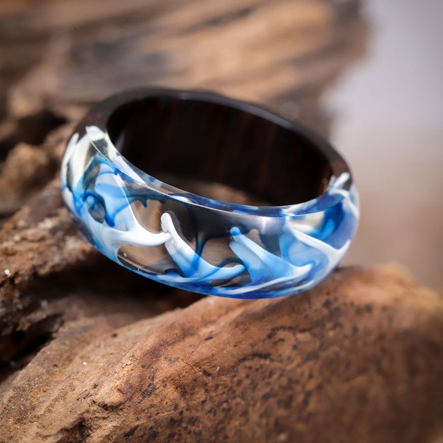 Bracelet en bois de résine époxy, bijoux en résine bleue, bracelet