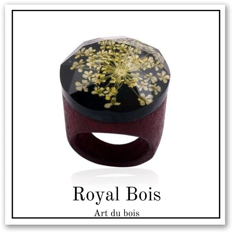 Bague résine et fleur jaune
