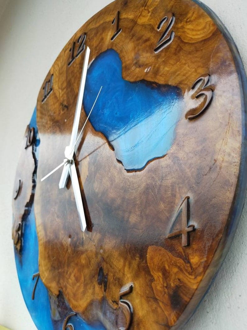 Époxy & w horloge faite à la main pour mur