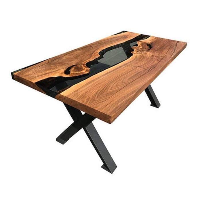 Table en bois et résine noir