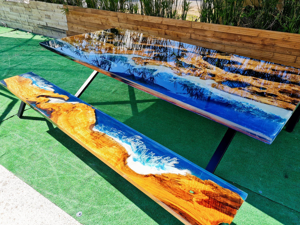 Nouvelle Table basse de salon En bois d'Olivier résine epoxy Nouvelle Table basse de salon En bois d'Olivier résine epoxy