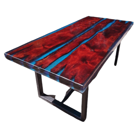 Table époxy bois rouge