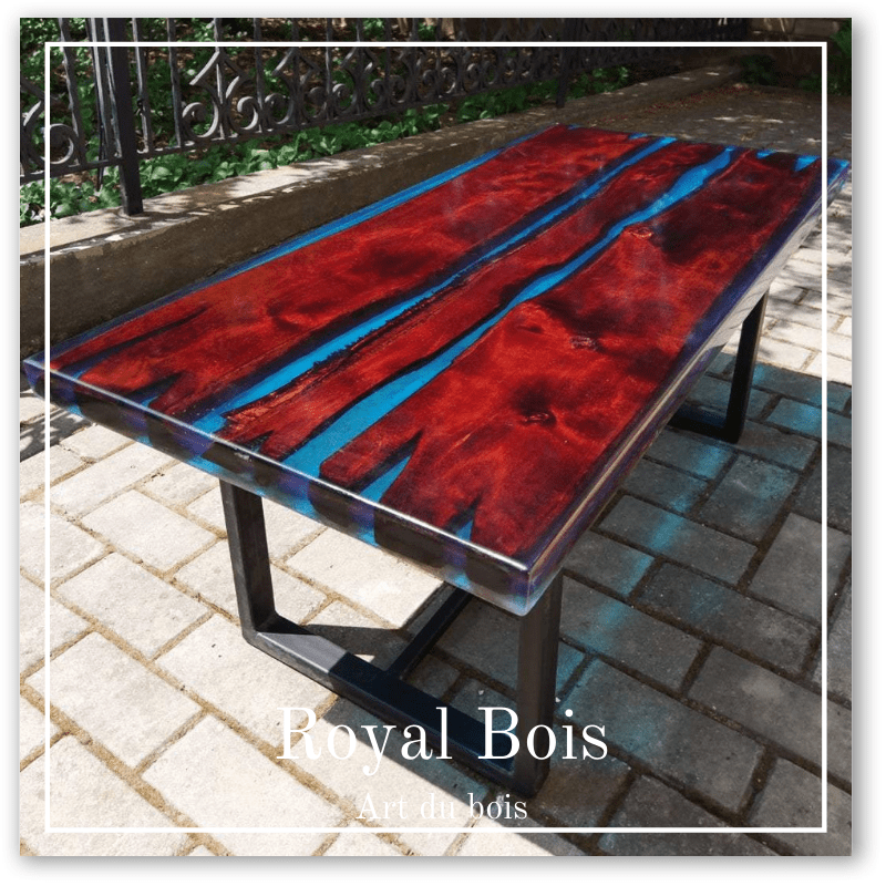 Table époxy bois rouge