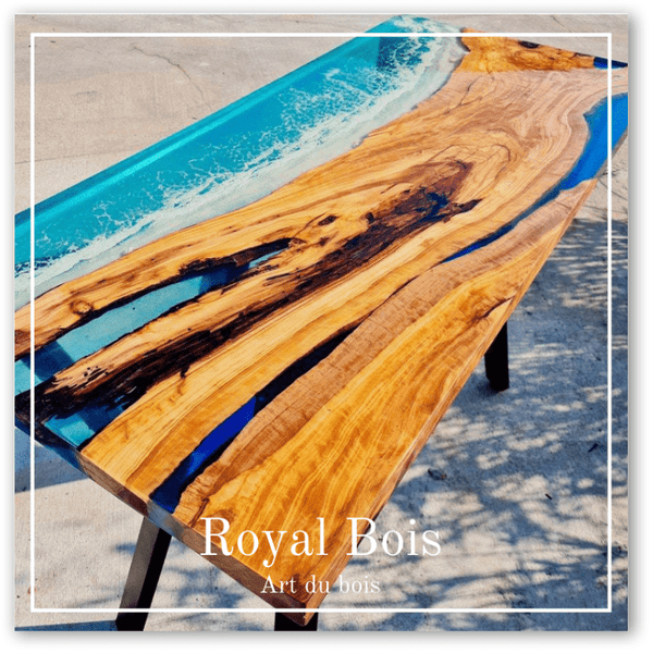 Royal Bois - Table rivière en bois et résine époxy